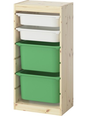 IKEA Trofast Çam-Beyaz-Parlak Yeşil Saklama Ünitesi