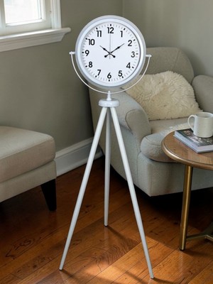 ForWhat Büro Ev Ofis Dekoru Için Ayaklı Beyaz Soft Stil Tripod Saat