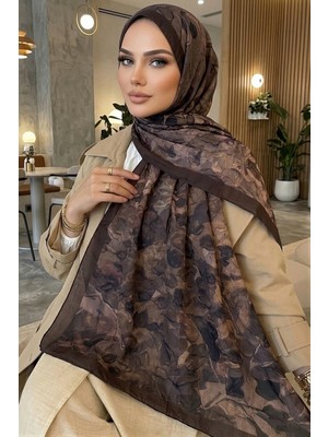 İmaj Butik Kahverengi Ipekhan Desenli Kraş Şal