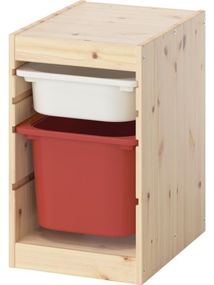 IKEA Trofast Çam-Beyaz-Kırmızı Saklama Ünitesi