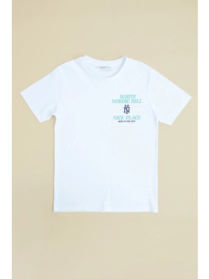 FullaModa Whıte Nordıc Hıll Yazı Baskılı Erkek Çocuk Tişört