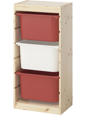 IKEA Trofast Çam-Kırmızı-Beyaz Saklama Ünitesi