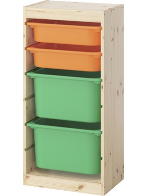 IKEA Trofast Çam-Açık Turuncu Parlak Yeşil Saklama Ünitesi