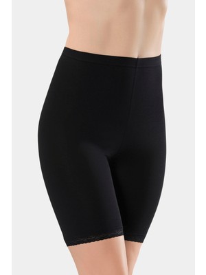 Türen Kadin Dantelli Pamuklu Likrali Kisa Tayt 285/SIYAH