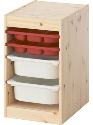 IKEA Trofast Çam-Kırmızı-Beyaz Saklama Ünitesi