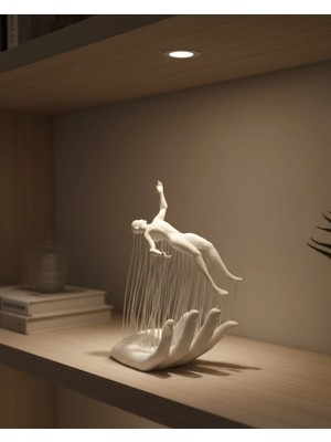 Nexgen 3D El Üzerinde Insan Figürü Beyaz Minimal Masa Üstü Dekor