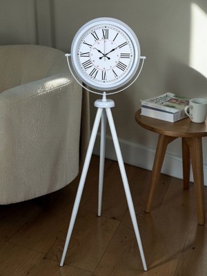 ForWhat Büro Ev Ofis Dekoru Için Ayaklı Beyaz Roma Rakamlı Tripod Saat