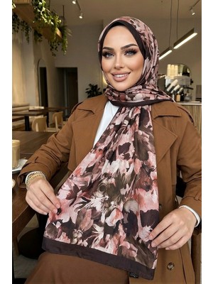 İmaj Butik Kahverengi Tarçın Ipekhan Desenli Kraş Şal