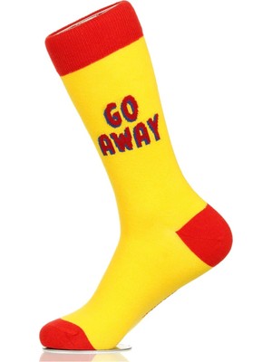 Bidigago Go Away Yazılı Sarı Kırmızı Unisex Çorap