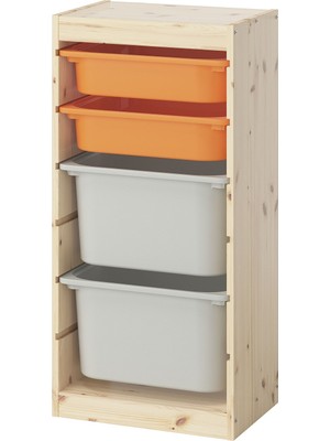 IKEA Trofast Çam-Açık Turuncu-Gri Saklama Ünitesi