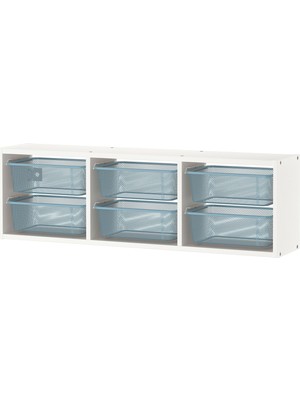 IKEA Trofast Beyaz-Gri-Mavi Çocuk Duvar Rafı