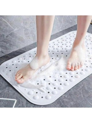 MAİN SHOP Masaj Noktalı Paspas Banyo Duş Küvet Için Vantuzlu Su Drenajlı Yunus Desenli 35 x 68 cm M-10