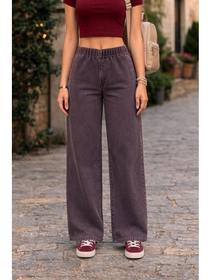 Cedy Denim Cedy Denım- Likralı Kumaş  Cepsiz Beli Lastikli Palazzo Pantolon  C640