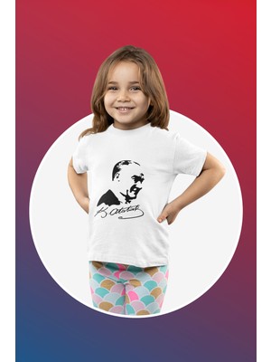 Ontunew 23 Nisan Baskılı Bisiklet Yaka Pamuklu Kısa Kollu Erkek ve Kız Çocuk Tişört