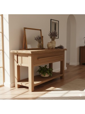 Feyza Design Kahverengi Ahşap Dresuar - Yükseklik 90 Cm, Genişlik 140 cm