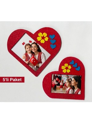 Keçebahçesi Kayseri Kalpli Keçe Magnet Çerçeve,23 Nisan ve Anneler Günü Hediyelik, Mıknatıslı Keçe Fotoğraf Çerçeve,(5'li-10'lu-20'li-30'lu)U