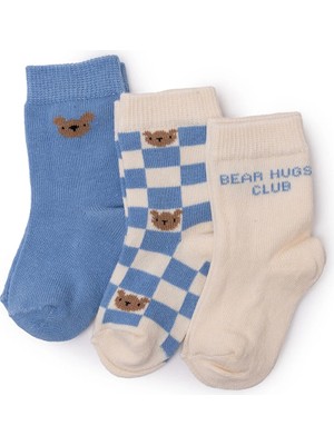 Hellobaby Erkek Bebek 3lü Soket Çorap Ayı Baskılı