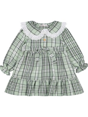 Civil Girls Ekose Desenli 2-5 Yaş Elbise - Yeşil