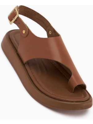 Limoya Lis Hakiki Deri Taba Parmak Arası Kadın Sandalet