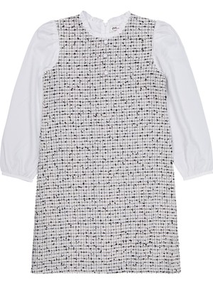 Civil Girls Düğmeli 10-13 Yaş Elbise - Ekru