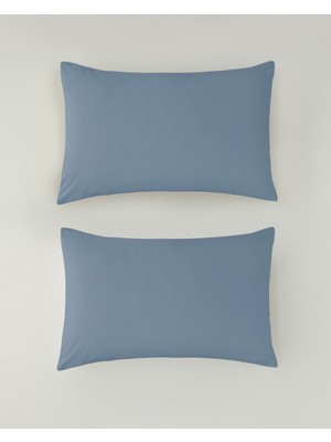 English Home Novella Premium Soft Cotton 2'li Yastık Kılıfı 50X70 cm Denim Mavi