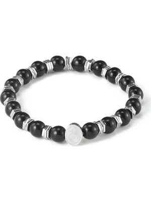 Gs Store Galatasaray Doğal Taş Onix Hematit Çelik Bileklik U252274