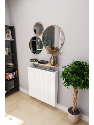 Feyza Design 80X18 cm Kahverengi Uçan Raf Dresuar Kalorifer Peteği Rafı