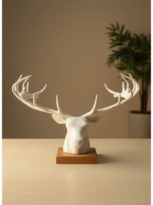 Nexgen Dekoratif Geyik Başı Heykel 25 cm Modern Minimal Tasarım