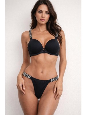 Victoria's Secret Işıltılı Askılı Push-Up Sütyen Takımı+Parfüm 75