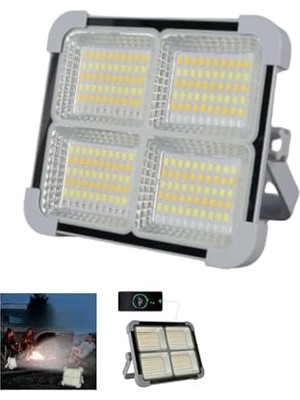 Seyyar Solar LED Projektör Gri Renk 200W Güneş Enerjili Portatif LED Işık Taşınabilir Sokak Aydınlatması