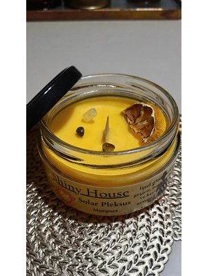 Shiny House Doğal Soya Mum – Solar Pleksus Çakra | Bergamot & Limon Kokulu