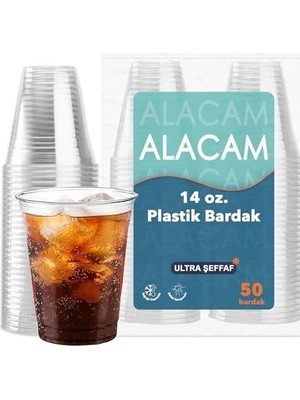 Alacam Şeffat Tek Kullanımlık Plastik Bardak, Soğuk Içecek, Limonata, Meyve Suyu, Parti Bardağı (14 Oz - 400 Ml)