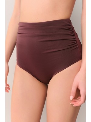 Suwen Yüksek Bel Drapeli Bikini Alt