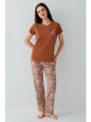 Derya Kurşun Bisiklet Yaka Kısa Kol Kadın Pijama Takım 3664