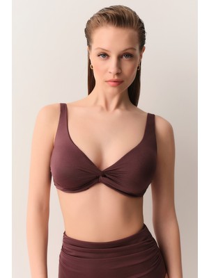 Suwen Önü Burgulu Balenli Toparlayıcı Bikini Üst