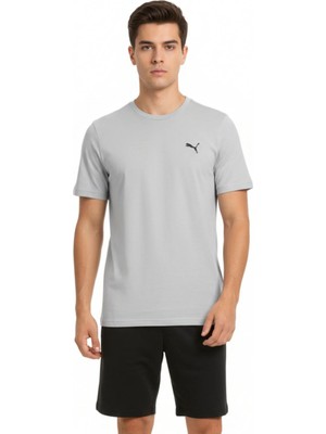 Puma Essentials Erkek Gri Spor Tişört 68254209 %100 Geri Dönüştürülmüş Polyester Regular Fit