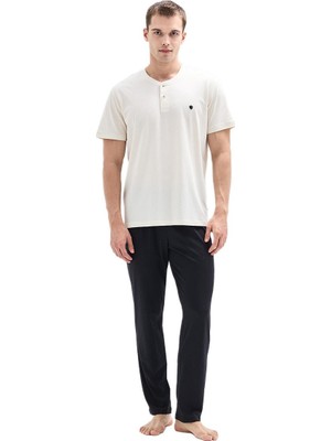 Blackspade Erkek Bej Kısa Kol Pijama Takımı 40870