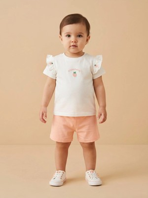 Alyakids Kız Çocuk %100 Pamuklu Desenli Çocuk Takım - Rahat Kesim Yazlık Penye Şort T-Shirt Seti