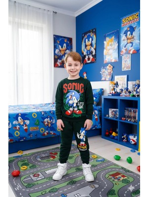 Alyakids Erkek Çocuk 2\'li Takım Uzun Kollu Sweatshirt Baskılı - Beli Lastikli Penye Pantolon