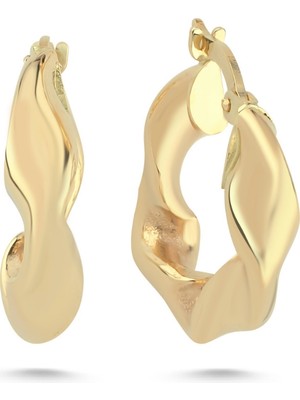 Zümrüt Sarraf 14 Ayar Altın Kalın Burgulu Halka Küpe