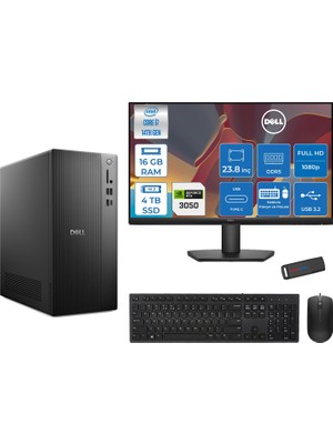 Dell Tower ECT1250 Intel® Core™ İ7-14700 16GB Ddr5 4tb SSD 6GB/RTX3050 Freedos +23.8" Monitör Tower Masaüstü Bilgisayar 24RPLSR00723F05+ZETTAUSBBELLEK