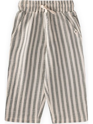 Cigit Müslin Pantolon 1-10 Yaş Yeşil Kalın Çizgili