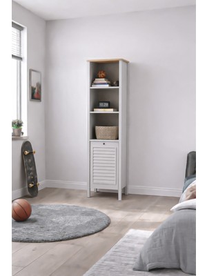 Sarmobi Taiga 5 Raflı Kitaplık 174*30*50 cm Buz Gri Country Tasarım