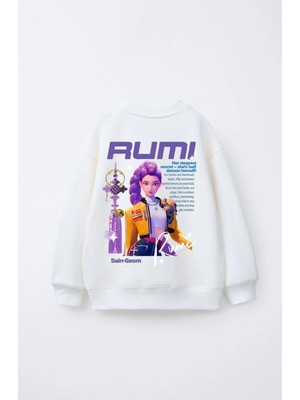 Alyakids Kız Çocuk Sweatshirt K-Pop Rumi Baskılı Tasarım Rahat Kalıp 5-14 Yaş