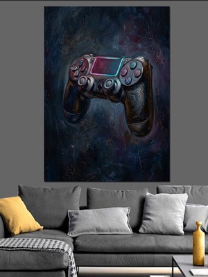 Artmeg Galaksi Desenli Modern Oyun Konsolu Dekoratif Kanvas - Mdf Ahşap Tablo