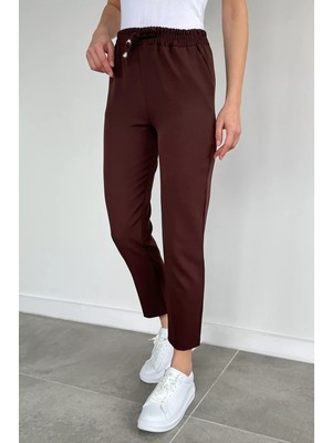 Gülseli Kadın Bel Lastikli Kumaş Pantolon P-00020914