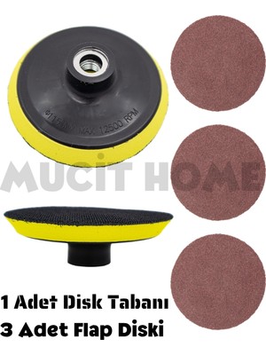 Mucit Home 1 Adet Cırtlı Disk Zımpara Tabanı ve 3 Adet Zımpara Diski