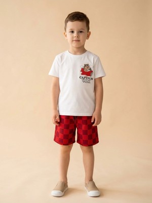 Alyakids Erkek Çocuk Logolu %100 Pamuklu Şortlu Takım