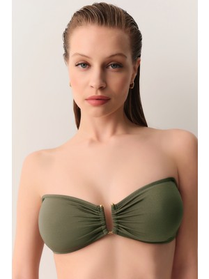 Suwen Metal Aksesuarlı Straplez Bikini Üst