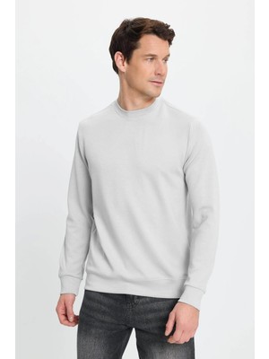 Tudors Erkek Standart Fit Normal Kesim Uzun Kollu Ekstra Soft Modal Kumaş Bisiklet Yaka Taş Sweatshirt